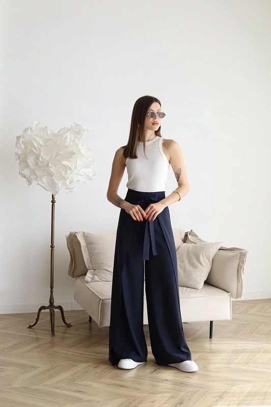 ARIANE – PANTALONES ANCHOS DE LINO PARA MUJER
