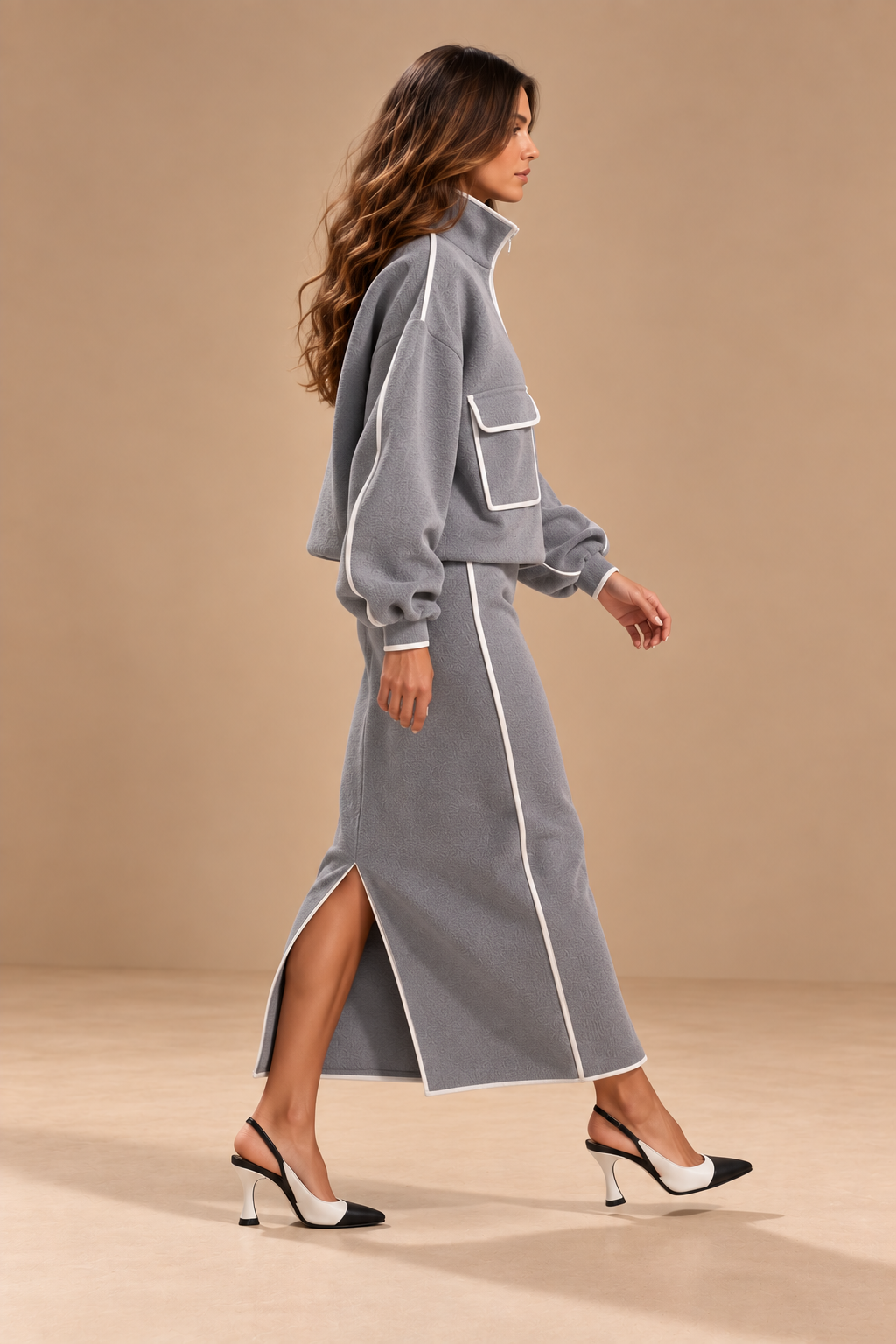 Amelia | Conjunto de Sudadera y Falda Midi