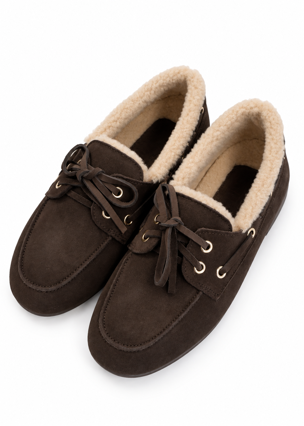 EVA- Mocasines de peluche color marrón oscuro
