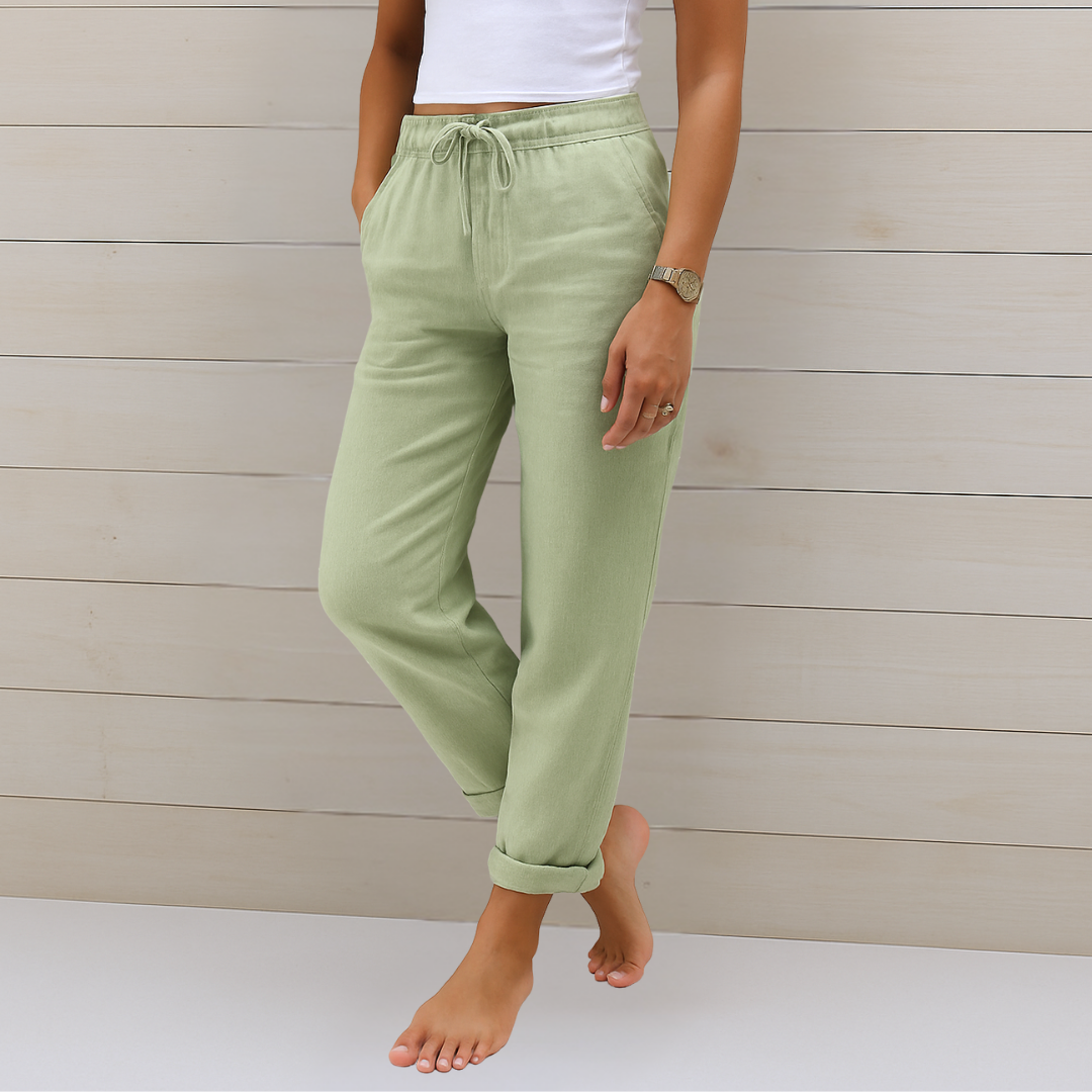 Jey | Pantalones de cintura alta con fruncidos