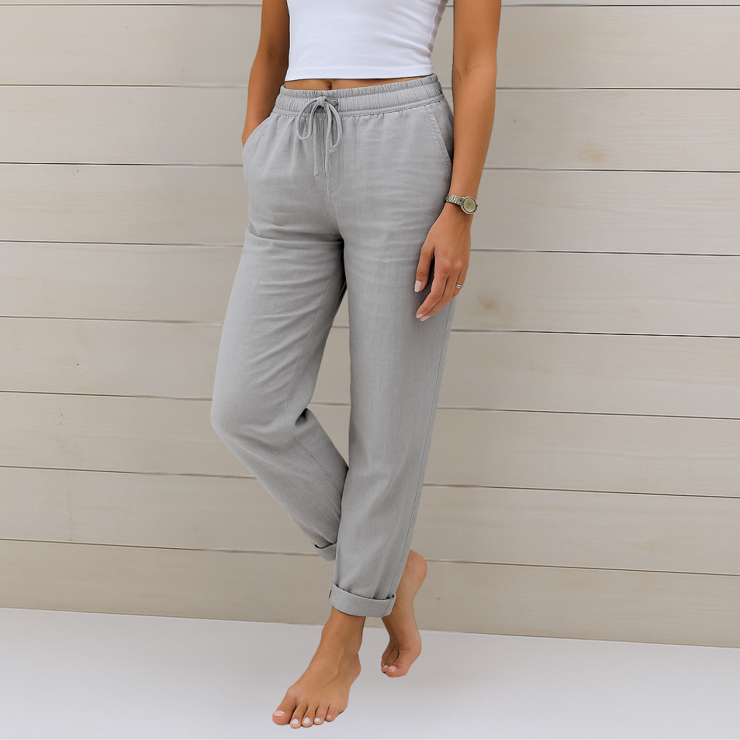Jey | Pantalones de cintura alta con fruncidos