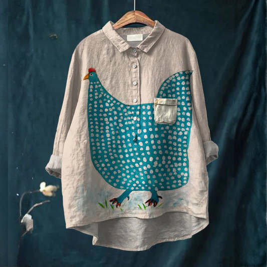 Henrietta | Camiseta con estampado de lunares y gallina