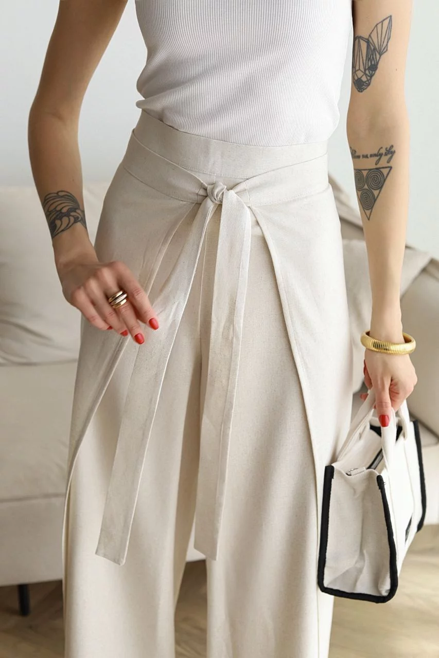 ARIANE – PANTALONES ANCHOS DE LINO PARA MUJER