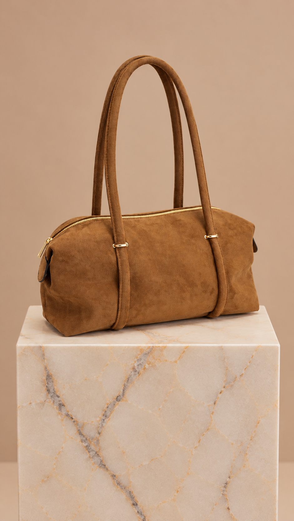 Bolso shopper de piel con efecto ante