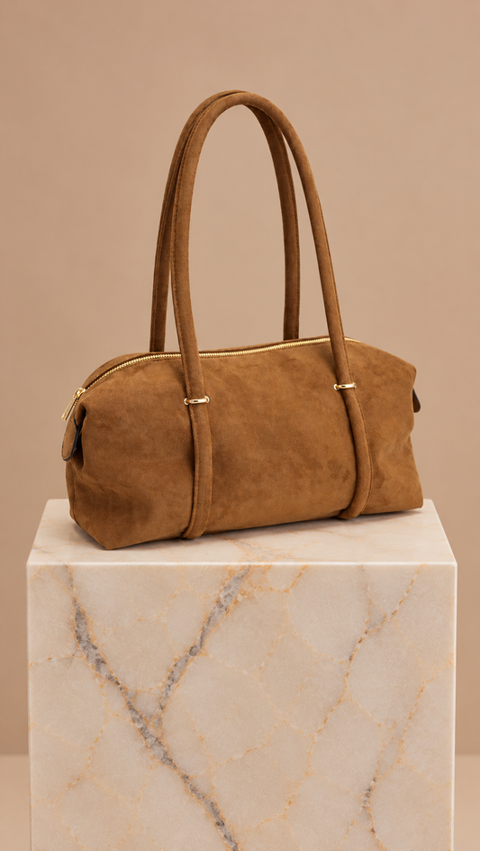 Bolso shopper de piel con efecto ante