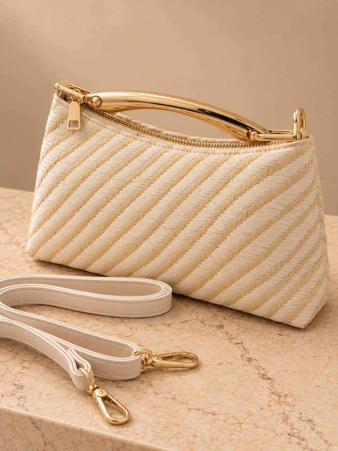 Bolso Clutch Rafia Dorado