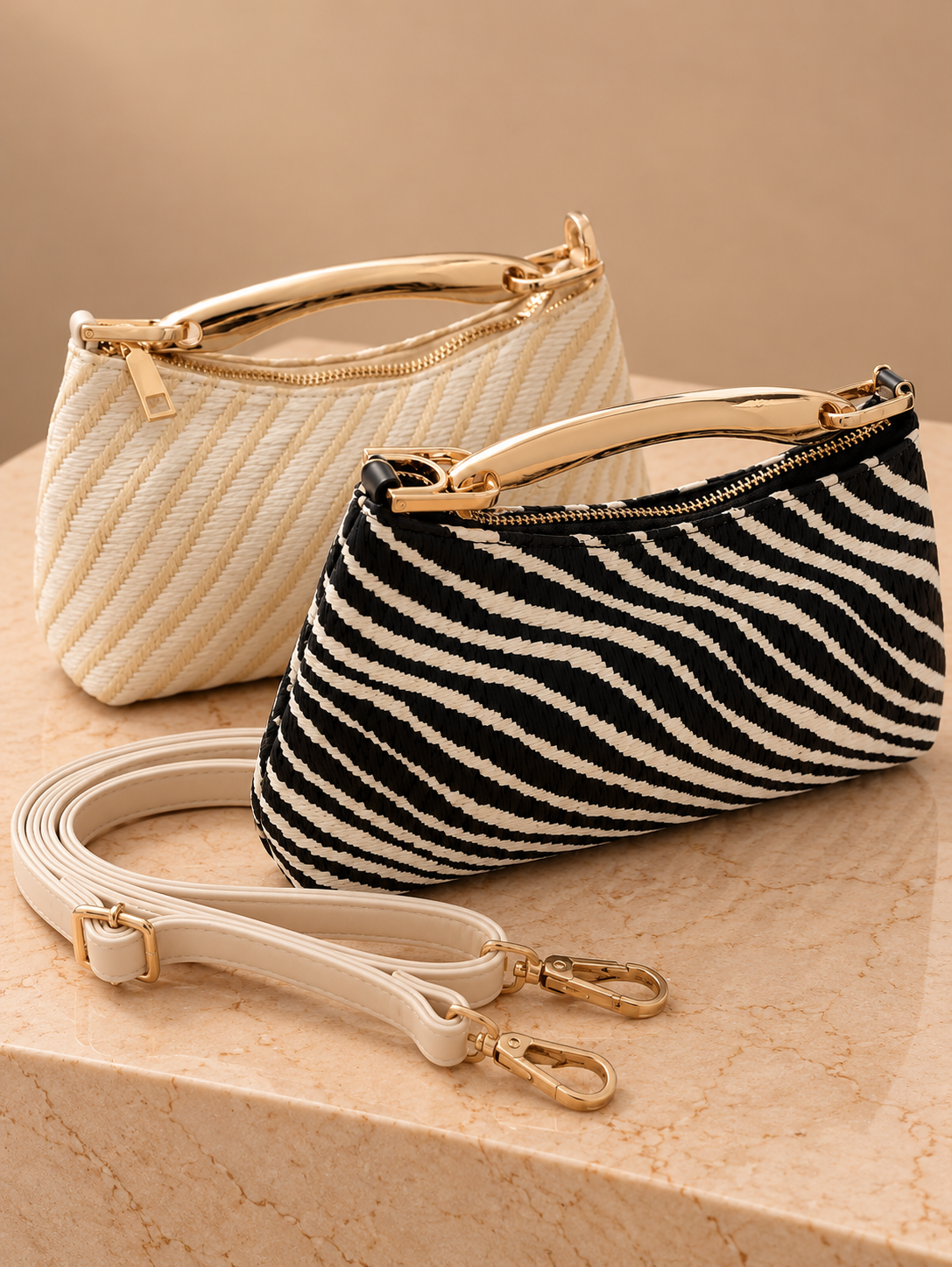 Bolso Clutch Rafia Dorado