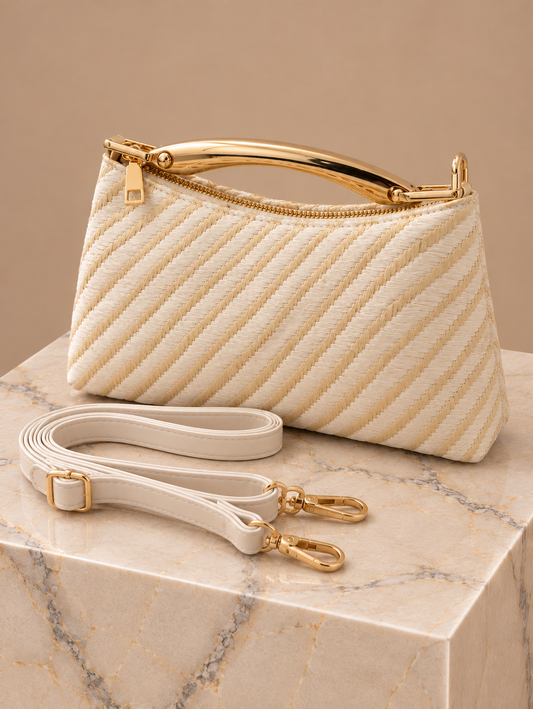 Bolso Clutch Rafia Dorado
