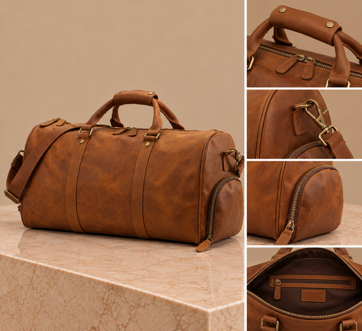 Bolso de lona de cuero VINTAGE