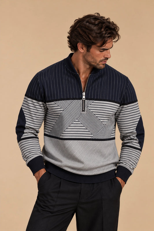 Varel |  Jersey elegante para hombre con media cremallera
