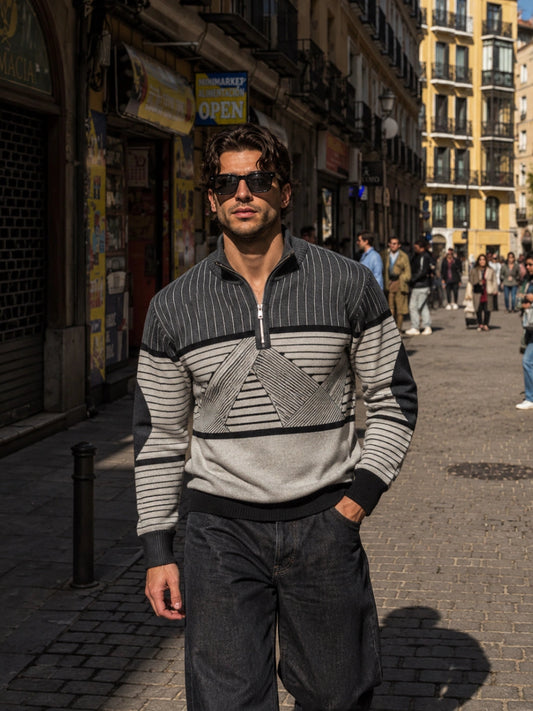 Varel |  Jersey elegante para hombre con media cremallera
