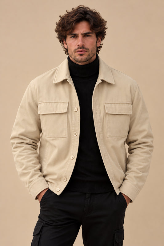 Chaqueta de Manga Larga para Hombre con Diseño de Bolsillos 3D