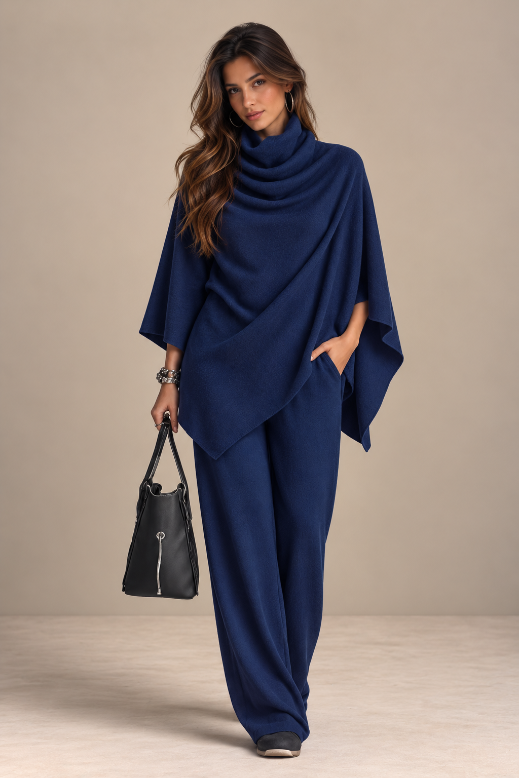 Elisa | Conjunto Elegante con Top Estilo Capa y Pantalón de Pierna Ancha