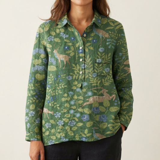 Isolde™ | Camisa atemporal de lino estampada