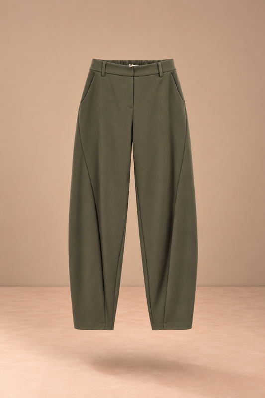 Pantalones militares de corte globo en punto milano - KELIA