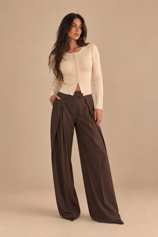 Pantalón marrón , pinzas