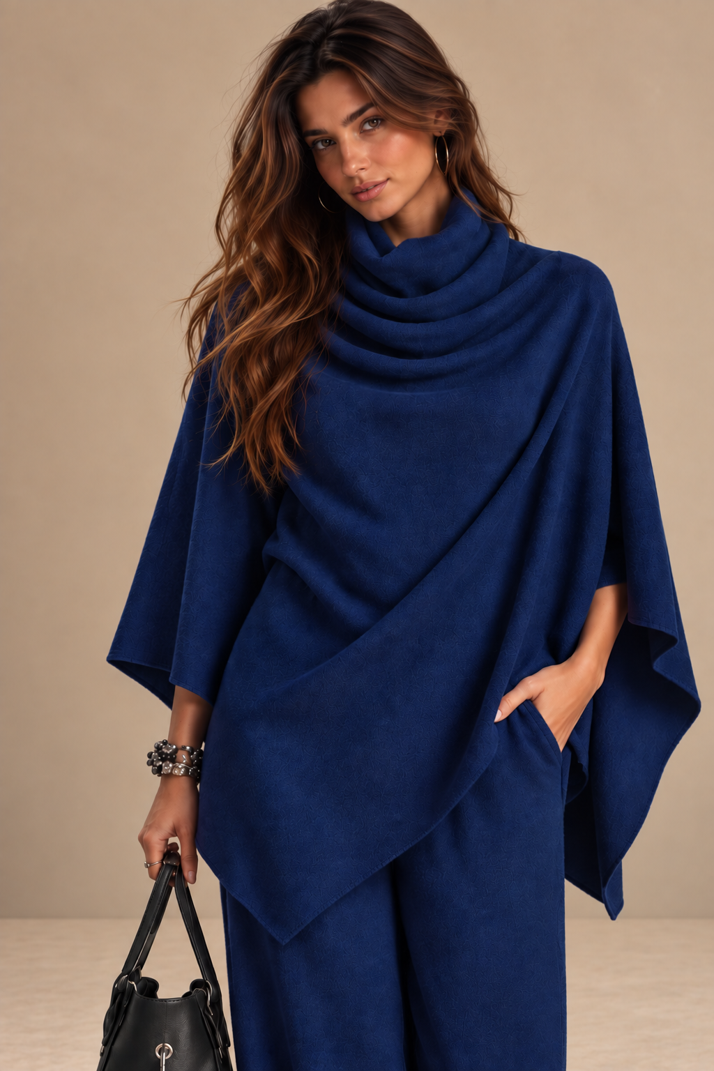 Elisa | Conjunto Elegante con Top Estilo Capa y Pantalón de Pierna Ancha