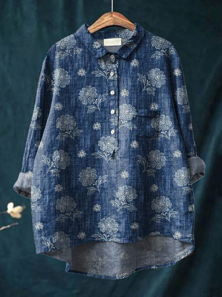 Sienna™ | Azulsa atemporal de lino estampado
